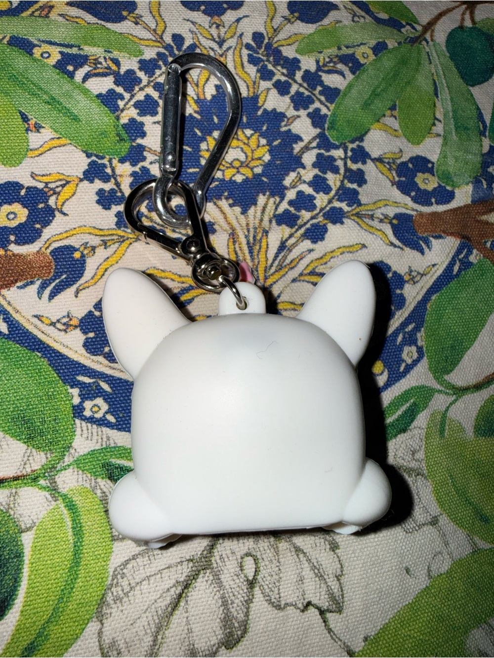 White unicorn dog keychain with rainbow horn and blue glitter sunglasses - Picture 3 of 5